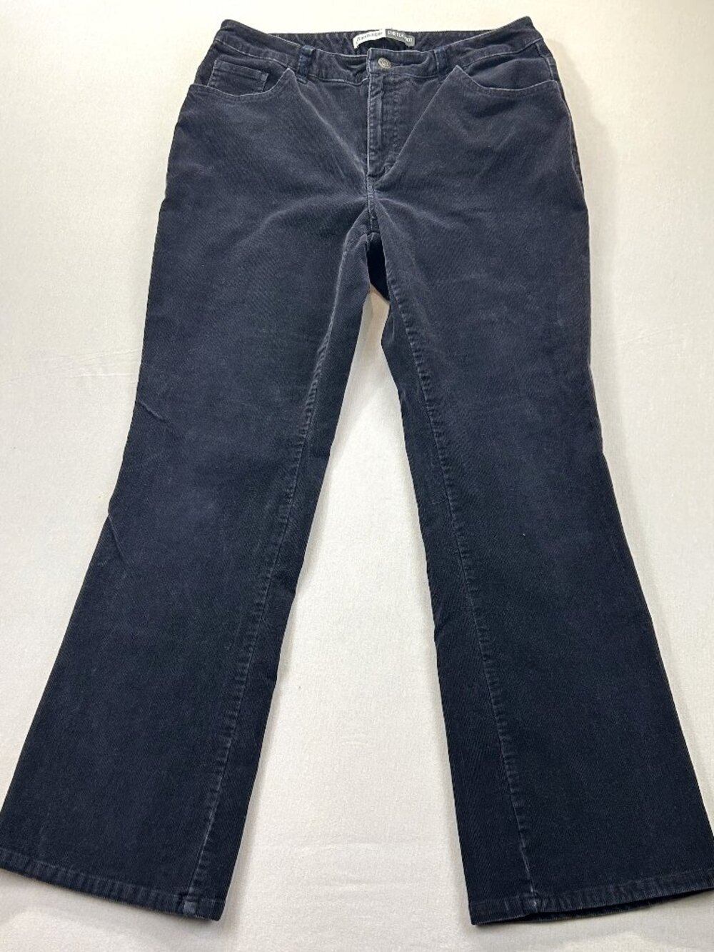 St. Johns Bay Corduroy Jeans Womens Size 14 Black Denim Stretch Bootcut